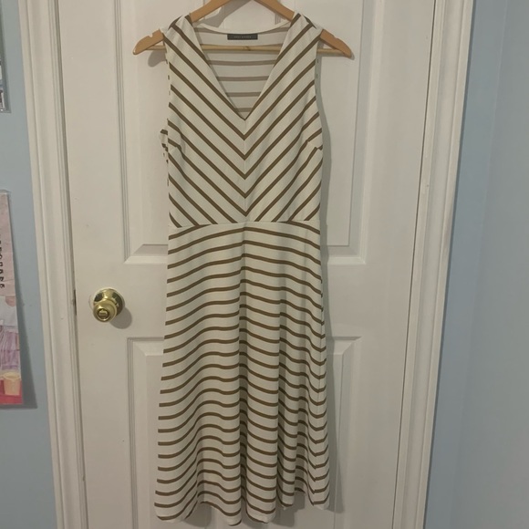Striped cream and brown dress - Picture 1 of 1